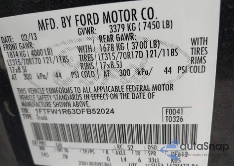 2013 Ford F-150 Svt Raptor z USA, uszkodzony, nr VIN 1FTFW1R63DFB52024